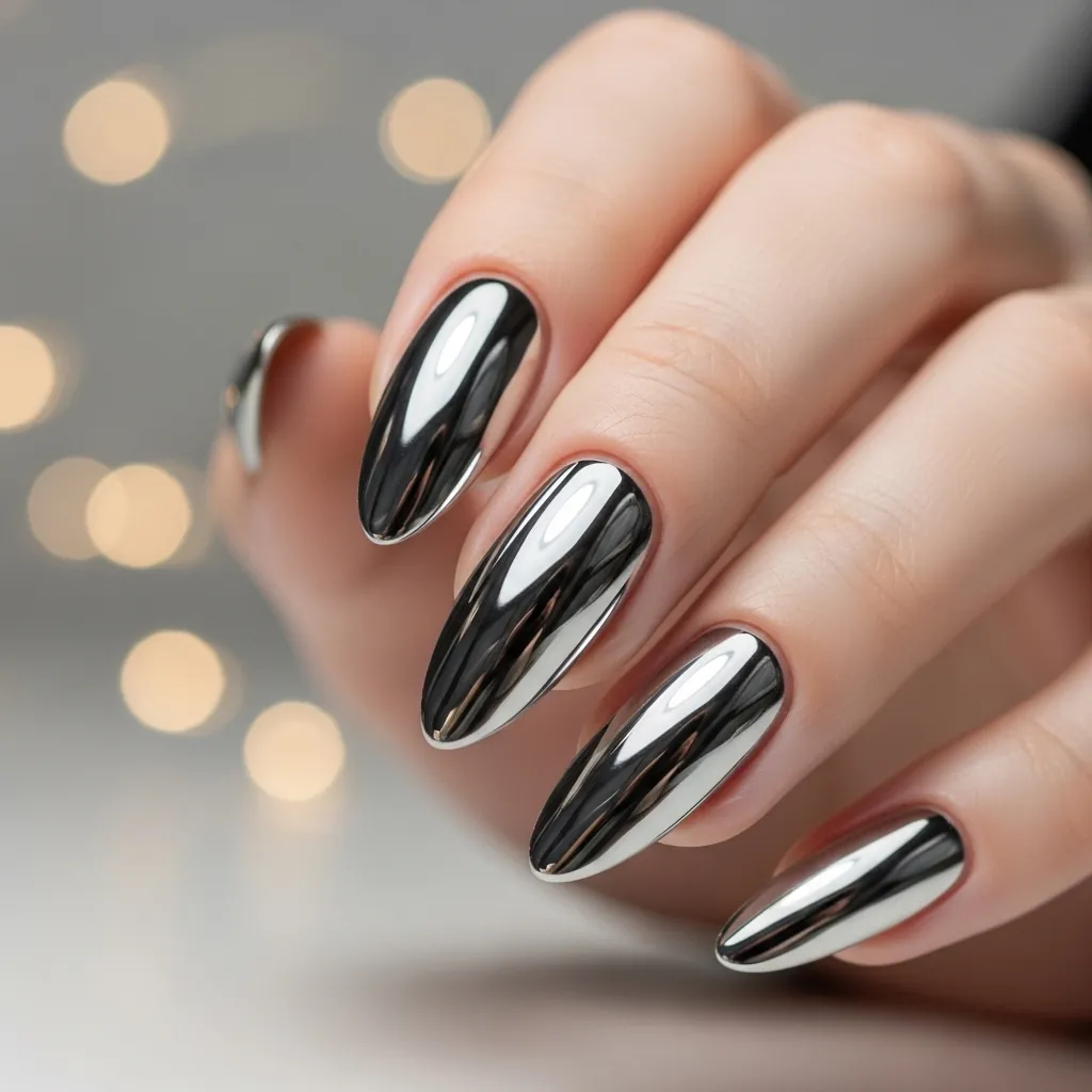 Almond Nails Chrome