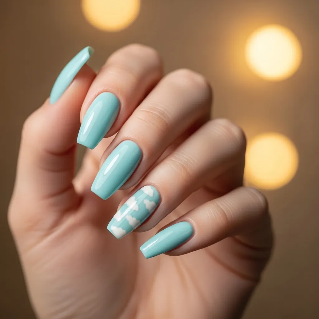 Blue Coffin Nails