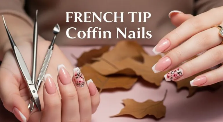 French Tip Coffin Nails
