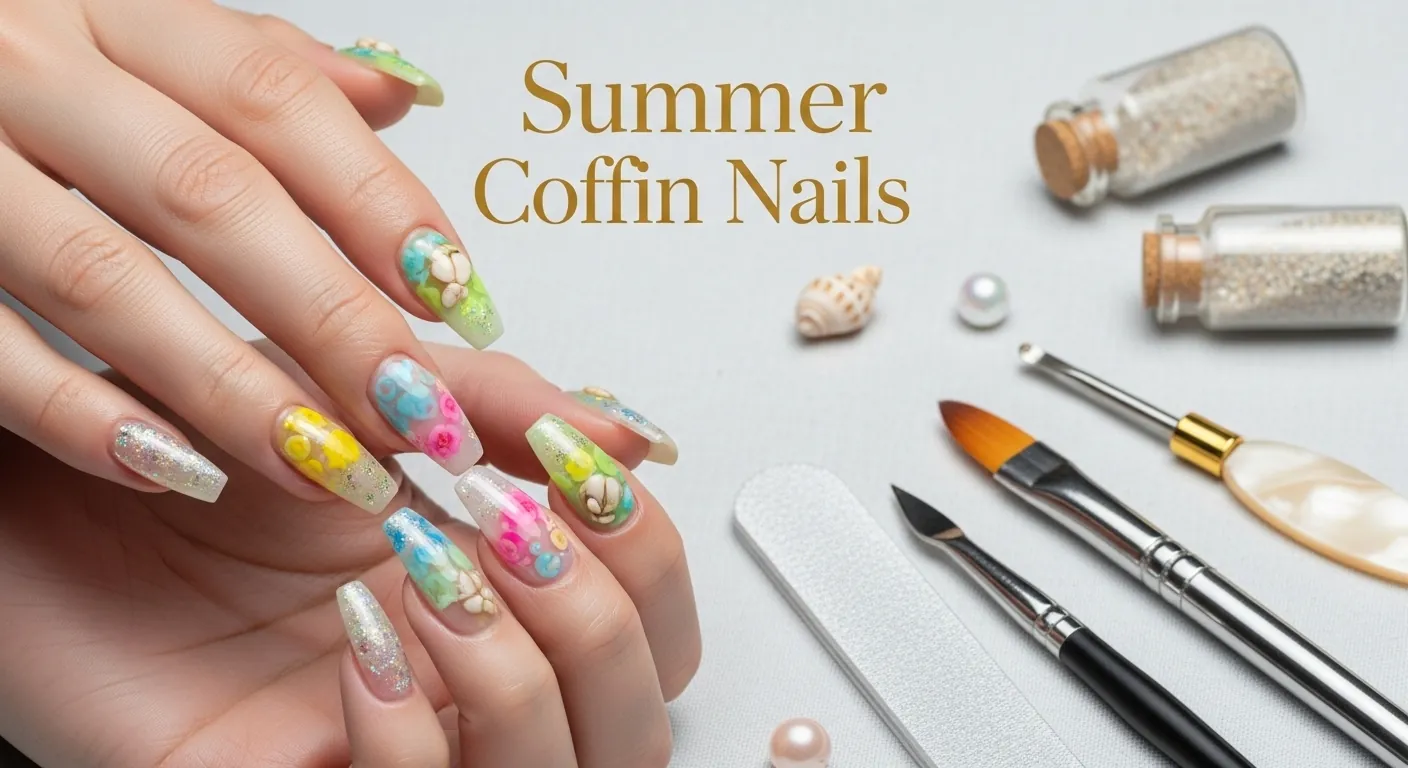 Summer Coffin Nails